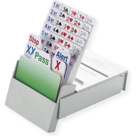 Biddingbox Bridge Partner Luxe - Set van 4 stuks - Bridge - Kaartspel - kleur grijs - luxe kaarten van 100% plastic