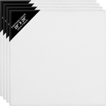 Belle Vous 4 Pak Blank Canvas – 50 x 50 cm – Voorgerekte Canvas Paneelborden – Geschikt voor Acryl en Olieverf, Maar ook Schetsen en Tekenen