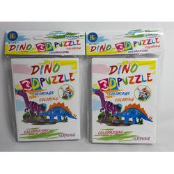 Dino 3D Puzzel - 3D Bouwpakketje - Kleur Je Eigen Dino - Goed Voor De Ontwikkeling - Uitdeel Cadeautjes - Voordeel Set van 2 stuks