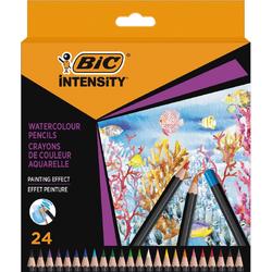 BIC Intensity Aquarelpotloden - Diverse Kleuren - Pack van 24 stuks - Lijnen van Gemiddeld 2,9 mm voor een Geschilderd Effect
