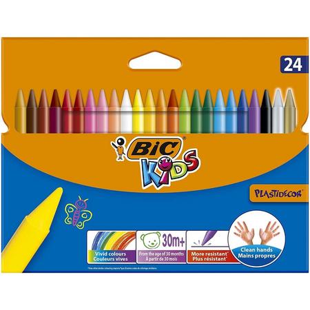 BIC Kids 24 Plastidecor kleurkrijtjes- diverse kleuren