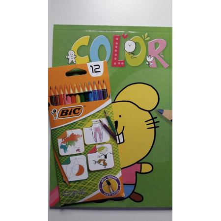 Kleurboek inclusief BIC kleurpotloden 12 stuks