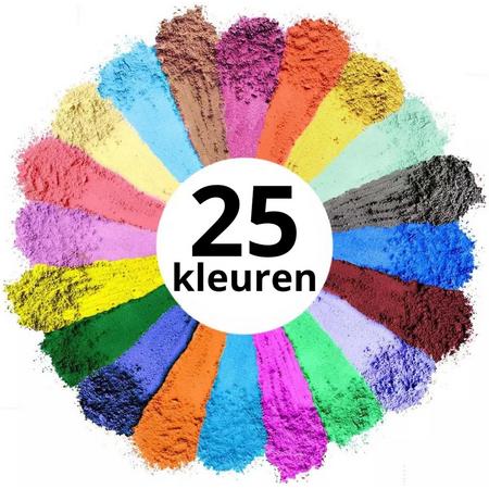 BIEK20 Mica poeder - Pigment poeder - Mica powder - Kleurpoeder - Kleurstof - Epoxy pigment - Zeep maken - Kaarsen maken - Bruisballen maken - Slijm maken - DIY - Giethars - Hars - Knutselen - 25 kleuren