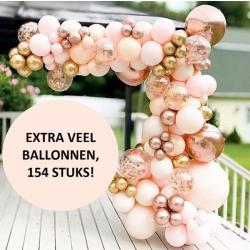 Ballonnenboog - Roségoud - BIEK20 - 154 ballonnen  - met ophanghaakjes - Feestversiering - Partydecoratie - Ballon -  Verjaardag - Bruiloft - Ballonboog - Babyshower
