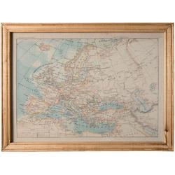 Canvasdoek met wereldkaart - Ingelijst -  Houtenlijst met glasplaat - 50x2x66 cm