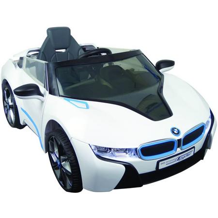 Accu voertuig BMW i8 - MP3 - Radio- Afstandsbediening - 6V motor - Wit