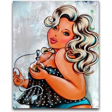 Diamond painting - Dikke dame met parfum - 30x40CM - Volledige bedekking