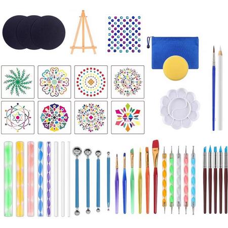 BOTC Mandala Dotting Tools -  Dot Painting incl. opbergtas - Nail art penselen sjablonen - Teken sjablonen-46 delig