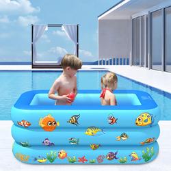   Opblaasbare   - Kinderzwembad - Zwembad - Rechthoek - 180*130*55cm - Bevat leegloopventiel -Blauw
