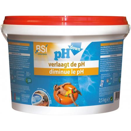 BSI Pool Products PH Down - Verlaagt De PH - Voor Zwembaden & Spa’s - Poeder 2.5Kg