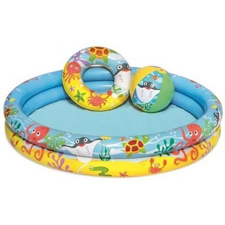 Kinder opblaas zwembad 122 x 25 cm - Inclusief reparatieset, strandbal en zwemband - Kinderbad - Opblaasbare zwembad