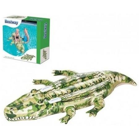 Opblaasbare krokodil met camouflageprint 175 cm - Buitenspeelgoed waterspeelgoed - Opblaasdieren ride-ons