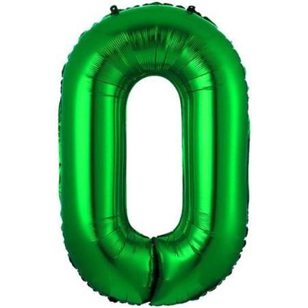 Ballon Cijfer 0 Jaar Groen Folie Ballon Verjaardag Versiering Cijfer ballonnen Feest versiering Met Rietje - 36Cm