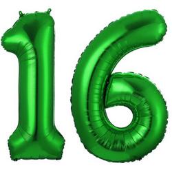 Ballon Cijfer 16 Jaar Groen Helium Ballonnen Verjaardag Versiering Cijfer ballonnen Feest versiering Met Rietje - 70Cm