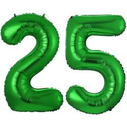 Ballon Cijfer 25 Jaar Groen Helium Ballonnen Verjaardag Versiering Cijfer ballonnen Feest versiering Met Rietje - 70Cm