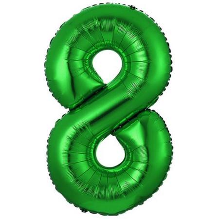 Ballon Cijfer 8 Jaar Groen Helium Ballonnen Verjaardag Versiering Cijfer ballonnen Feest versiering Met Rietje - 70Cm