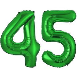 Folie Ballon Cijfer 45 Jaar Groen Verjaardag Versiering Helium Cijfer Ballonnen Feest versiering Met Rietje - 86Cm