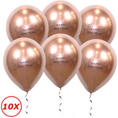 Oud En Nieuw Versiering 2023 Happy New Year Ballonnen Nieuw Jaar Feest Artikelen Decoratie Helium Rose Goud – 10 Stuks