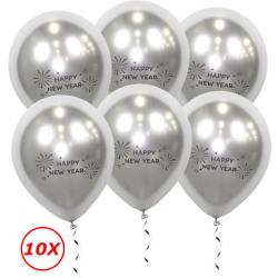 Oud En Nieuw Versiering 2023 Zilveren Happy New Year Ballonnen Nieuw Jaar Feest Artikelen Decoratie Helium Zilver – 10 Stuks