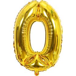 Cijfer ballon 0 jaar - goud folie helium ballonnen - 100 cm - gouden 10 - 20 - 30 - 40 - 50 - 60 - 70 - 80 - 90 - 100 verjaardag versiering