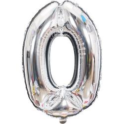 Cijfer ballon 0 jaar - zilver folie helium ballonnen - 100 cm - zilveren 10 - 20 - 30 - 40 - 50 - 60 - 70 - 80 - 90 - 100 verjaardag versiering