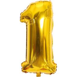 Cijfer ballon 1 jaar - Goud Folie helium ballonnen - 100 cm - gouden verjaardag versiering