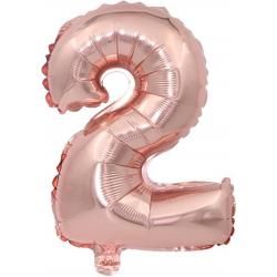 Cijfer ballon 2 jaar - Rose goud Folie helium ballonnen - 100 cm - rosé verjaardag versiering