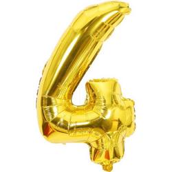 Cijfer ballon 4 jaar - goud folie helium ballonnen - 100 cm - gouden vier verjaardag versiering