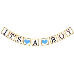 Geboorte slinger jongen - Babydouche Its a boy feestslinger - blauw babyshower versiering - baby babykamer decoratie