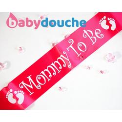 Mommy to be babyshower Sjerp - Versiering voor zwangere - Roze met witte letters - baby shower Gender Reveal