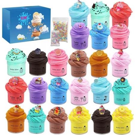 Babyfi ® - Multifunctioneel speelslijm - Set van 24 verschillende stuks - Fluffy slijm - Educatief speelgoed - Anti-kleef - TikTok - Slime - Fidget toys - Putty