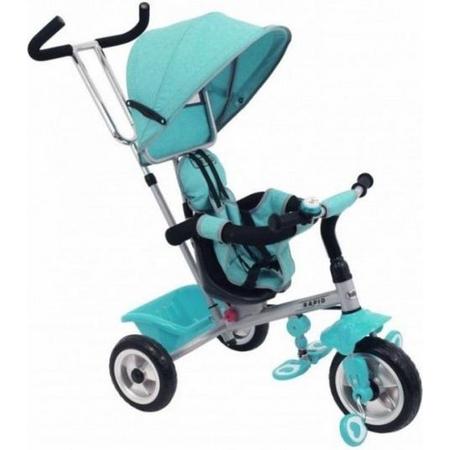 Driewieler Trike Fiets met Zonnekap & Duwstang en Foambandjes (Mint Groen) - Babymix Rapid