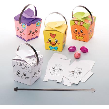 Baker Ross Inkleurbare traktatiedoosjes voor Pasen (12 stuks per verpakking) Paasknutselwerkjes voor kinderen om in elkaar te zetten, te versieren en te gebruiken tijdens het paaseieren zoeken