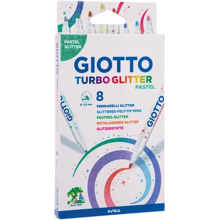Giotto viltstiften met glinsterende pastelkleuren (8 stuks per verpakking) Perfect voor kunst- en knutselactiviteiten voor kinderen