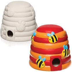 Keramische bijenhuisjes voor kinderen om te verven en versieren - Knutselset van porselein voor kinderen (doos van 2)
