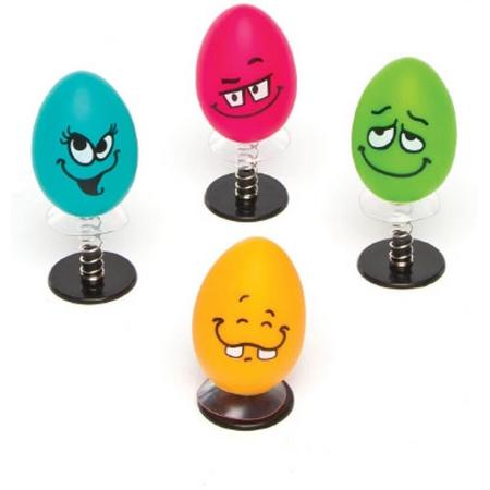 Springende eitjes met grappig gezicht (4 stuks per verpakking)