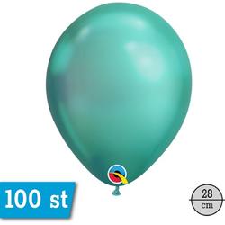 Qualatex Chrome Groen Rond Ballon 28cm, 100 stuks