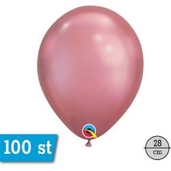 Qualatex Chrome Rose Goud Rond Ballon 28cm, 100 stuks