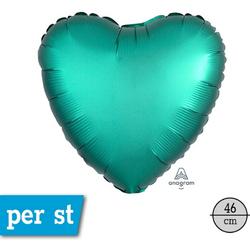 Satin Luxe hart folie ballon, Jade (groen), 46 cm, verpakt