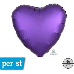 Satin Luxe hart folie ballon, Royal purple (paars), 46 cm, verpakt
