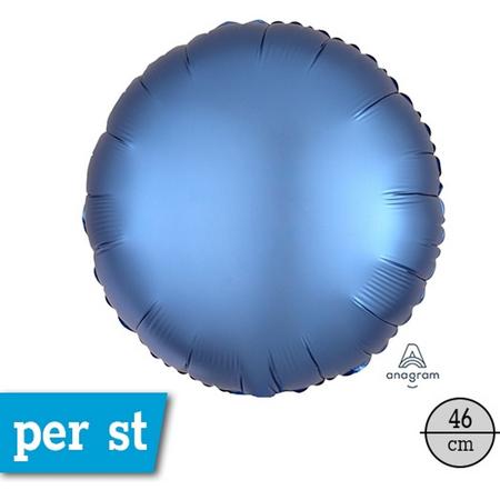 Satin Luxe rond folie ballon, Azure (blauw), 46 cm, verpakt