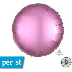 Satin Luxe rond folie ballon, flamingo pink (roze), 46 cm, verpakt