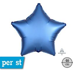 Satin Luxe ster folie ballon, Azure (blauw), 46 cm, verpakt