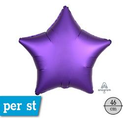 Satin Luxe ster folie ballon, Royal purple (paars), 46 cm, verpakt