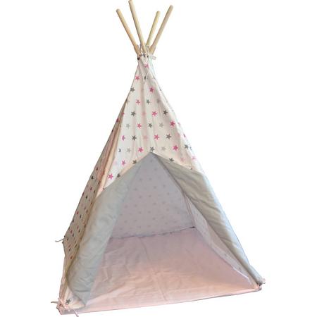 Tipi tent Bandits stars pink-grey