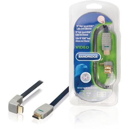 Bandridge HDMI 1.4 High Speed with Ethernet kabel haaks naar beneden - 0,50 meter