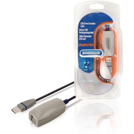Bandridge actieve USB naar USB verlengkabel - USB2.0 - tot 0,5A - 5 meter