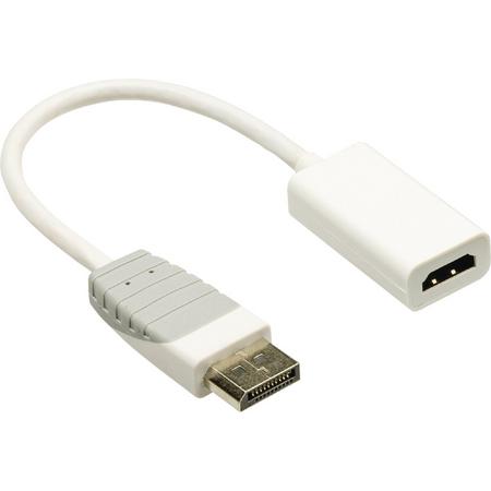 Bandridge witte DisplayPort mannelijk naar HDMI vrouwelijk adapter kabel - 0,20 meter