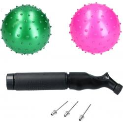   Educatieve stekelige Bal – 2 stuks met Pomp – Motorische en Sensorische Stimulatie –Roze, Groen 15cm