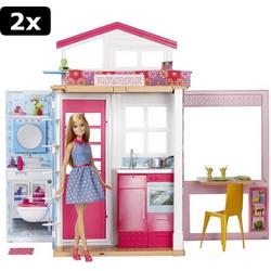 2x Barbie Huis met 2 Verdiepingen en Pop